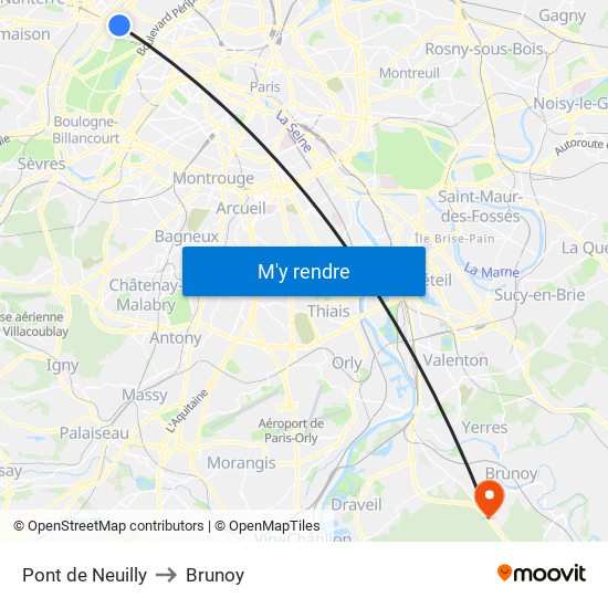 Pont de Neuilly to Brunoy map