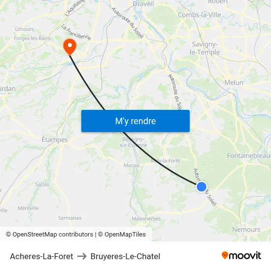 Acheres-La-Foret to Bruyeres-Le-Chatel map