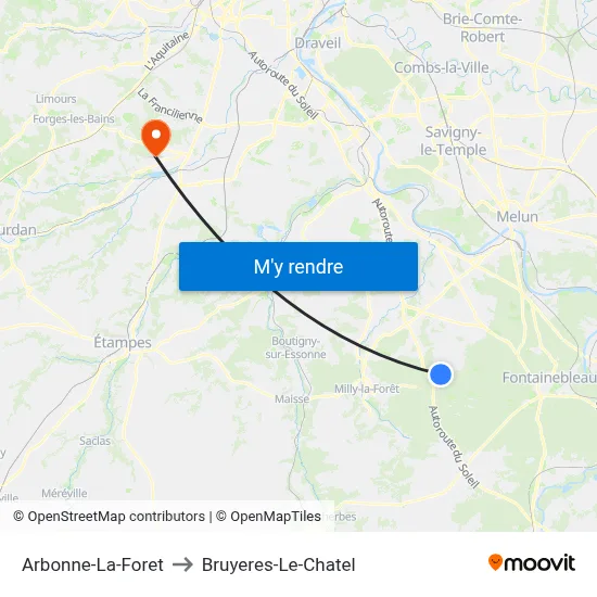 Arbonne-La-Foret to Bruyeres-Le-Chatel map