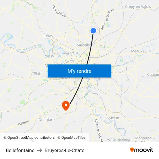 Bellefontaine to Bruyeres-Le-Chatel map