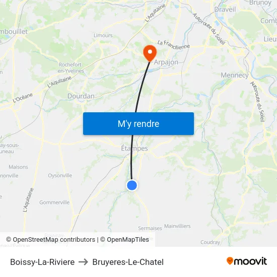 Boissy-La-Riviere to Bruyeres-Le-Chatel map