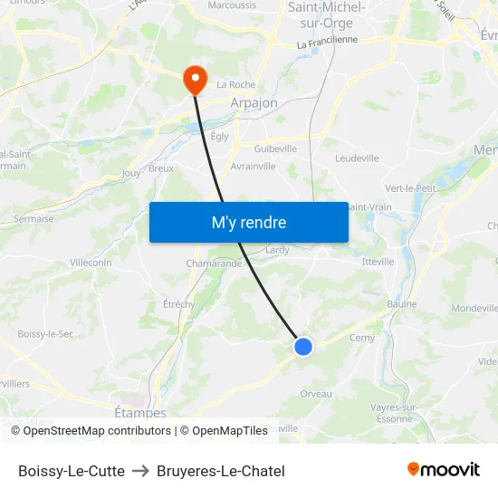 Boissy-Le-Cutte to Bruyeres-Le-Chatel map