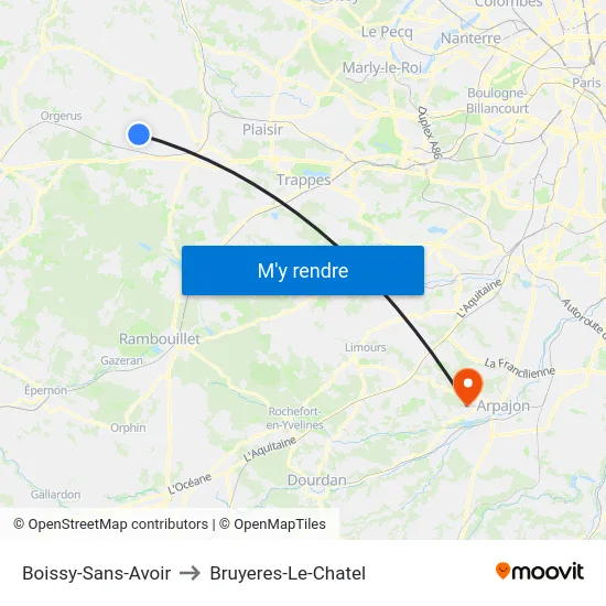 Boissy-Sans-Avoir to Bruyeres-Le-Chatel map