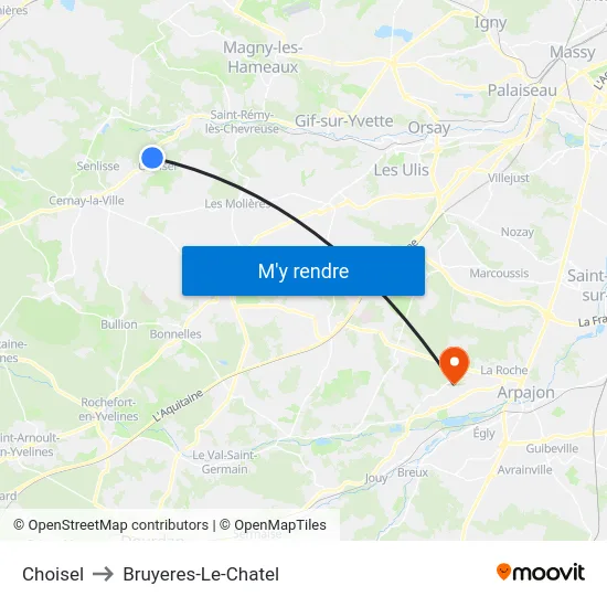 Choisel to Bruyeres-Le-Chatel map