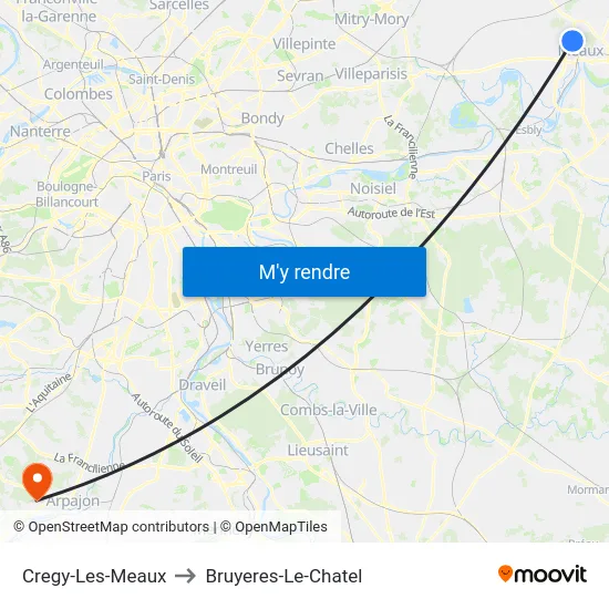 Cregy-Les-Meaux to Bruyeres-Le-Chatel map
