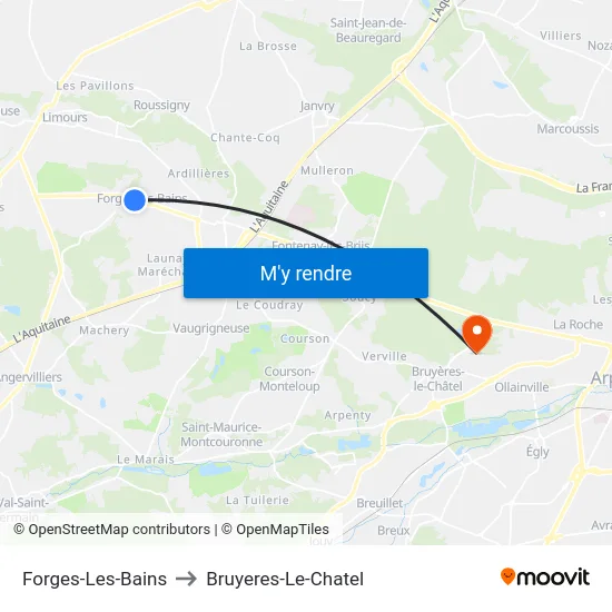 Forges-Les-Bains to Bruyeres-Le-Chatel map