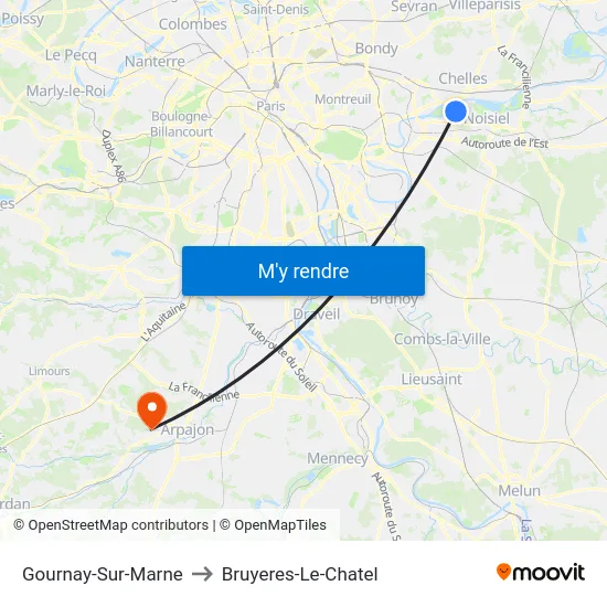 Gournay-Sur-Marne to Bruyeres-Le-Chatel map