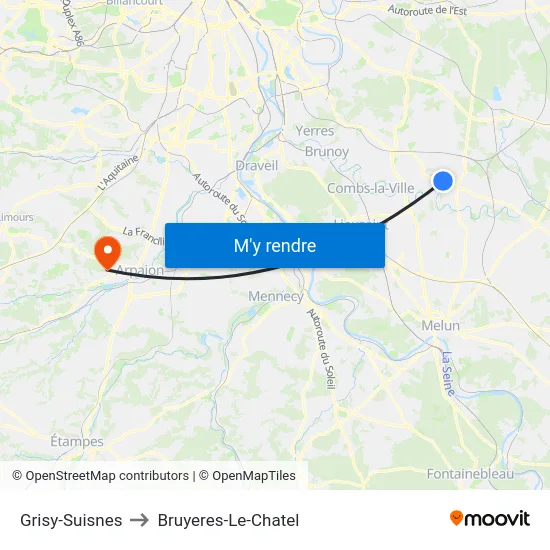 Grisy-Suisnes to Bruyeres-Le-Chatel map