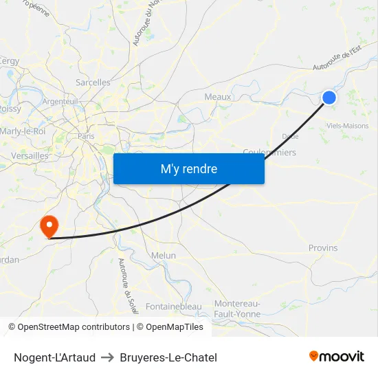 Nogent-L'Artaud to Bruyeres-Le-Chatel map