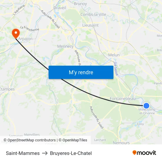 Saint-Mammes to Bruyeres-Le-Chatel map