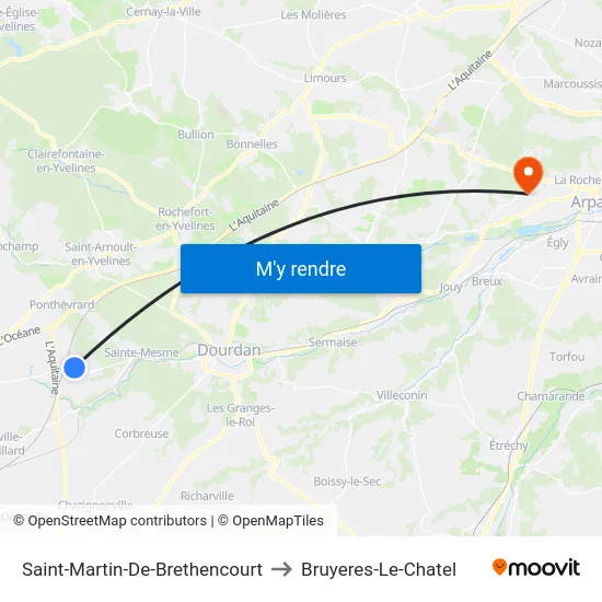 Saint-Martin-De-Brethencourt to Bruyeres-Le-Chatel map