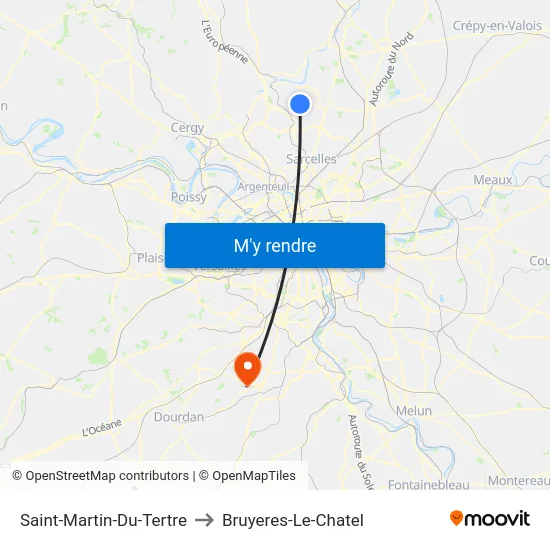 Saint-Martin-Du-Tertre to Bruyeres-Le-Chatel map