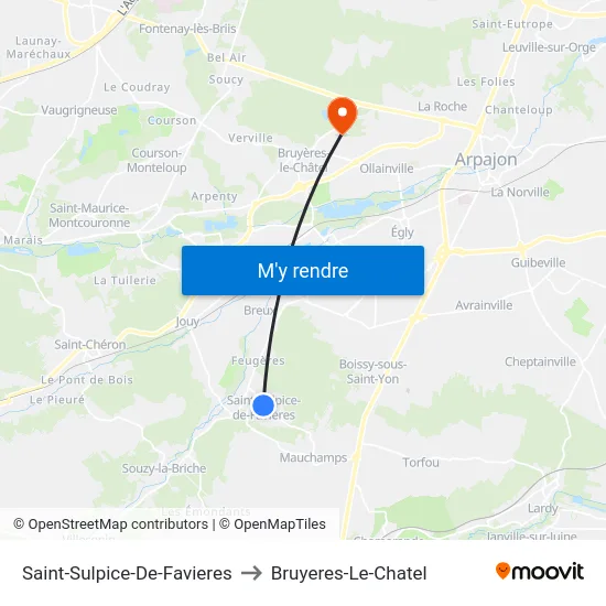 Saint-Sulpice-De-Favieres to Bruyeres-Le-Chatel map
