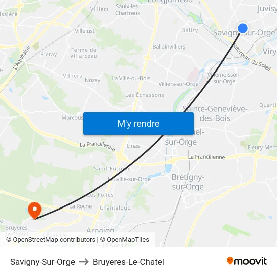 Savigny-Sur-Orge to Bruyeres-Le-Chatel map