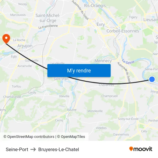 Seine-Port to Bruyeres-Le-Chatel map