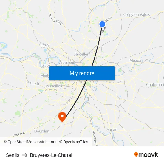 Senlis to Bruyeres-Le-Chatel map