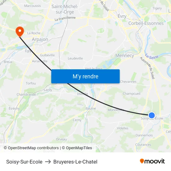Soisy-Sur-Ecole to Bruyeres-Le-Chatel map
