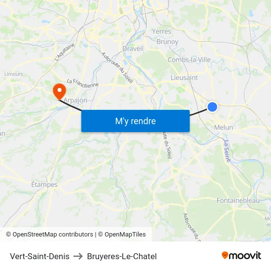 Vert-Saint-Denis to Bruyeres-Le-Chatel map
