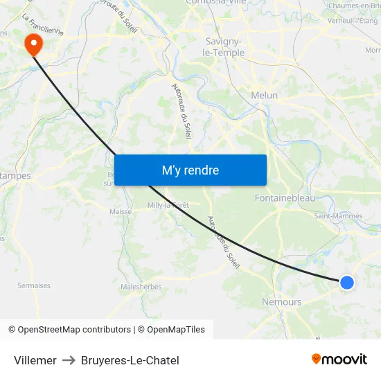 Villemer to Bruyeres-Le-Chatel map