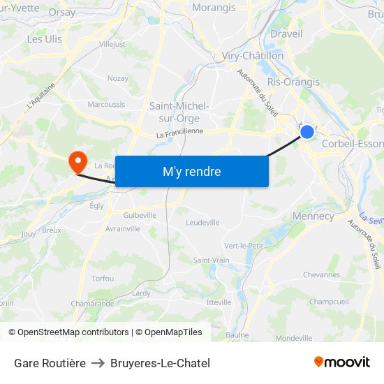 Gare Routière to Bruyeres-Le-Chatel map