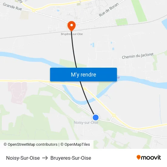 Noisy-Sur-Oise to Bruyeres-Sur-Oise map