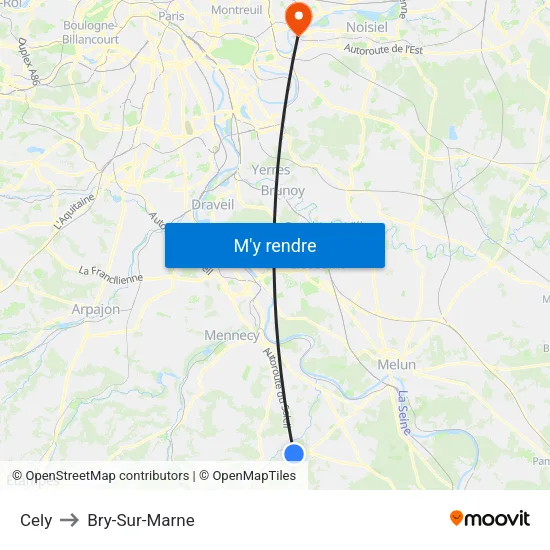 Cely to Bry-Sur-Marne map