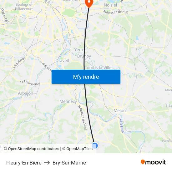 Fleury-En-Biere to Bry-Sur-Marne map