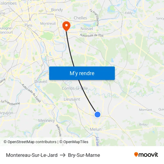 Montereau-Sur-Le-Jard to Bry-Sur-Marne map