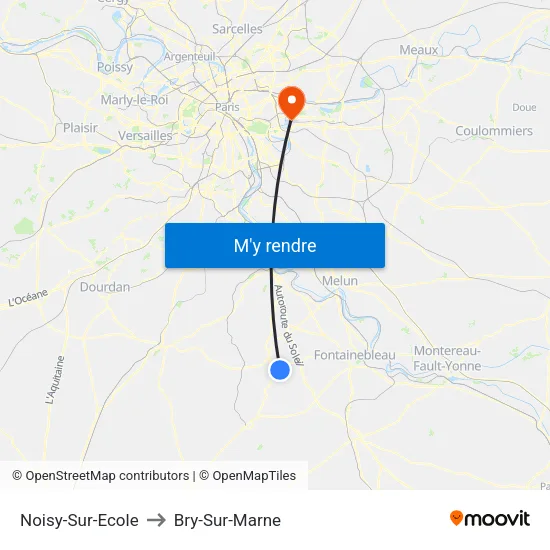 Noisy-Sur-Ecole to Bry-Sur-Marne map