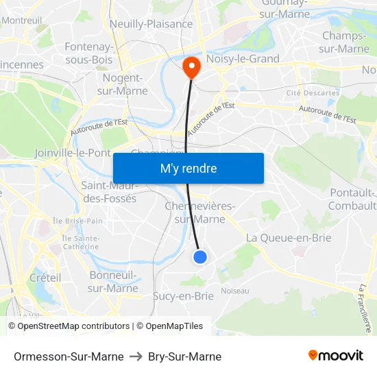 Ormesson-Sur-Marne to Bry-Sur-Marne map