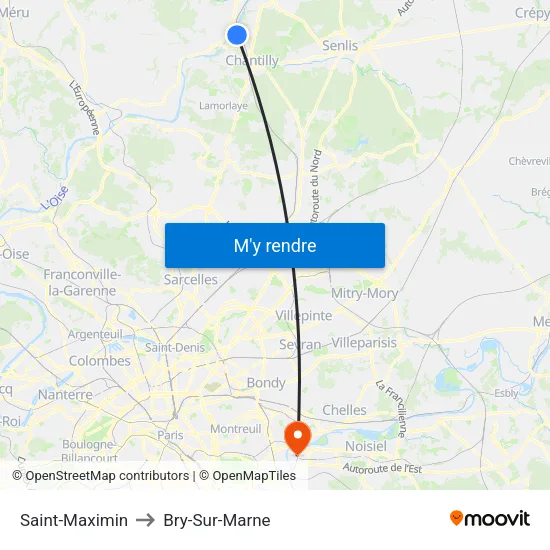 Saint-Maximin to Bry-Sur-Marne map