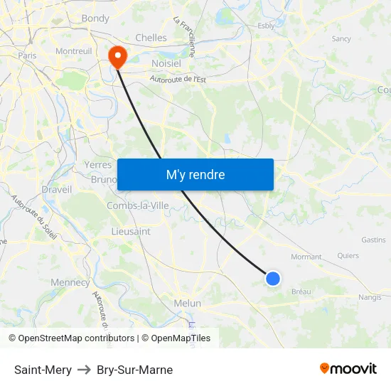 Saint-Mery to Bry-Sur-Marne map