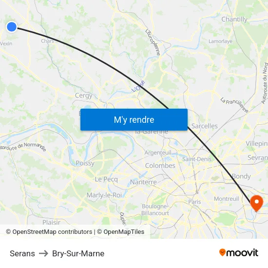 Serans to Bry-Sur-Marne map