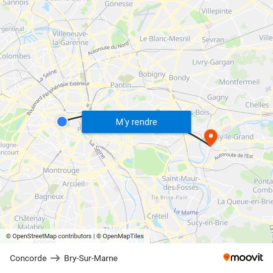 Concorde to Bry-Sur-Marne map