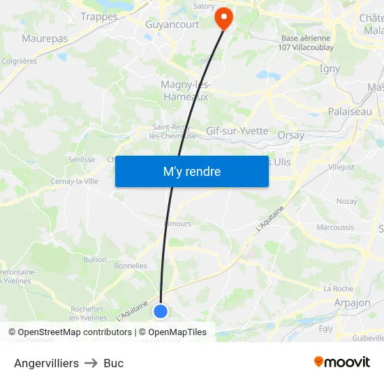 Angervilliers to Buc map
