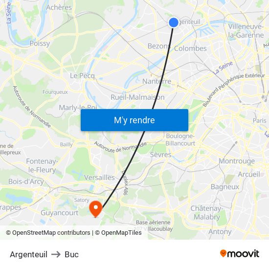 Argenteuil to Buc map