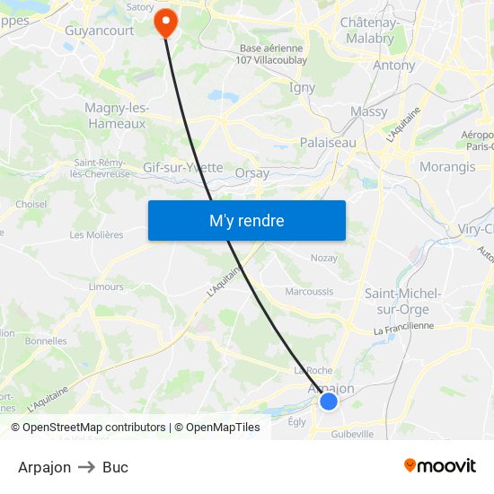 Arpajon to Buc map