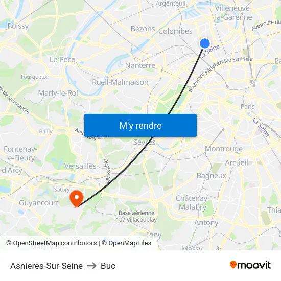 Asnieres-Sur-Seine to Buc map