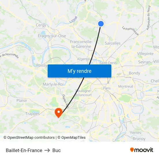 Baillet-En-France to Buc map
