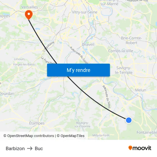 Barbizon to Buc map