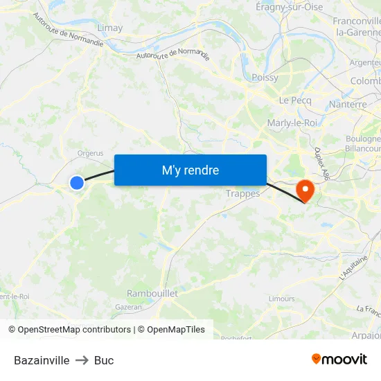 Bazainville to Buc map
