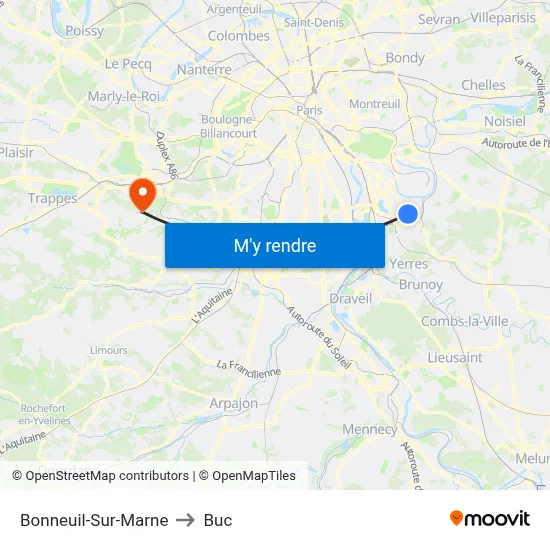 Bonneuil-Sur-Marne to Buc map