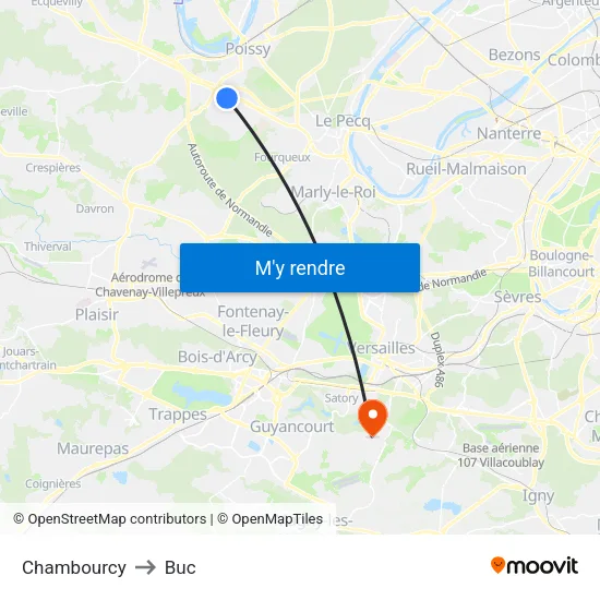 Chambourcy to Buc map