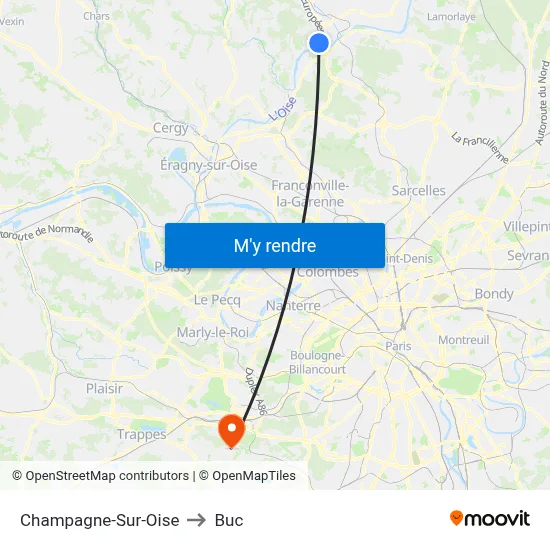 Champagne-Sur-Oise to Buc map