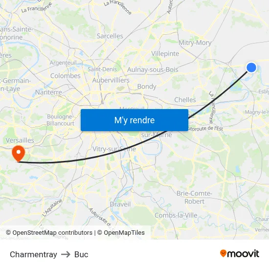Charmentray to Buc map