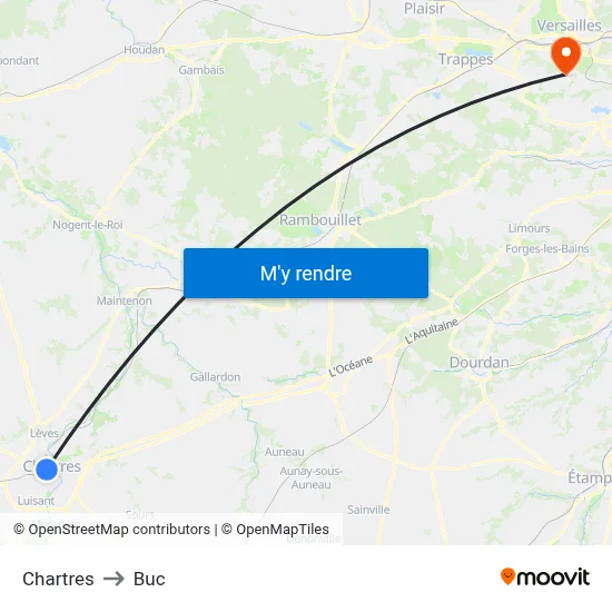 Chartres to Buc map
