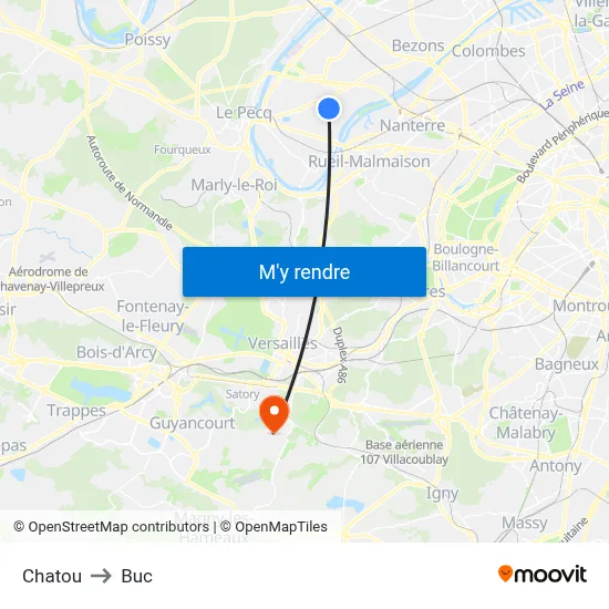 Chatou to Buc map