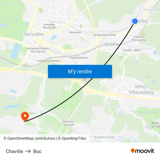 Chaville to Buc map