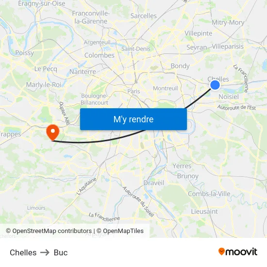 Chelles to Buc map