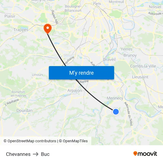 Chevannes to Buc map